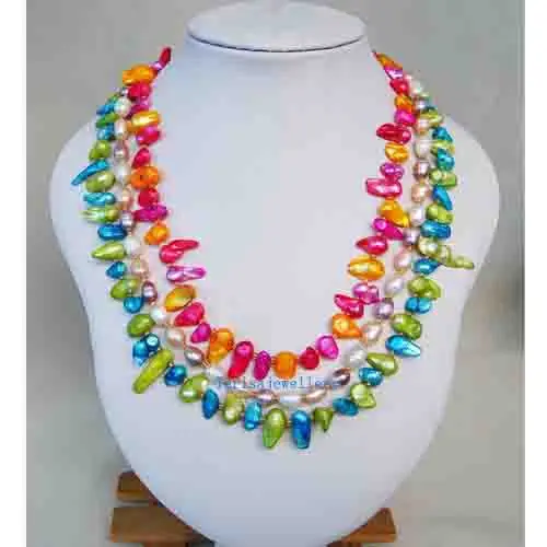 Уникальный жемчуг ювелирный магазин 3 ряда Многоцветный натуральный