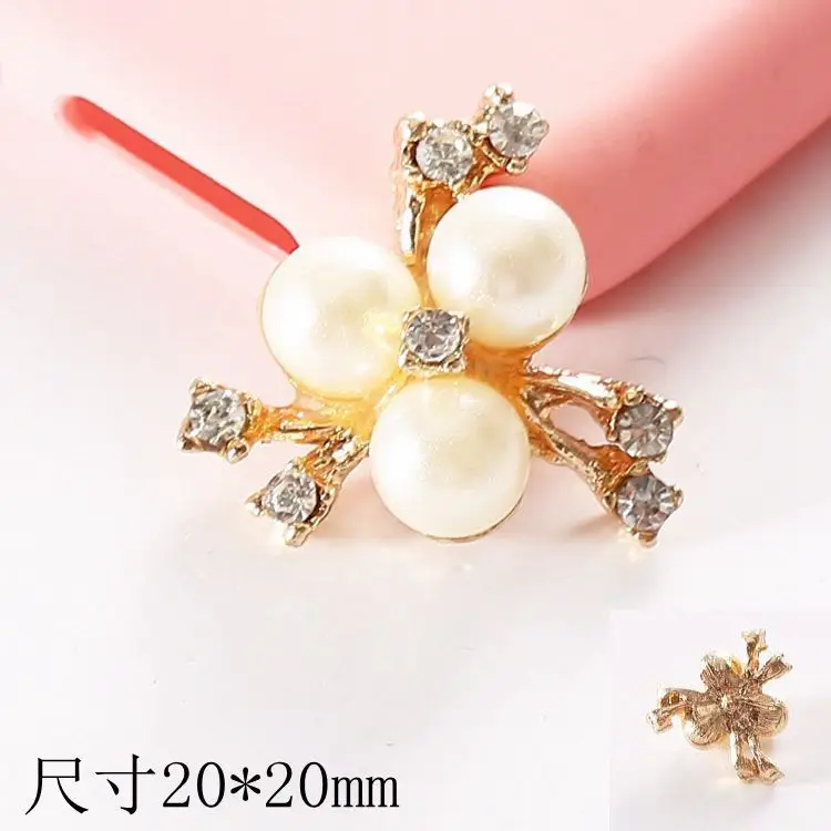 20 шт./лот металлические пуговицы с кристаллами и жемчугом для свадьбы ручная