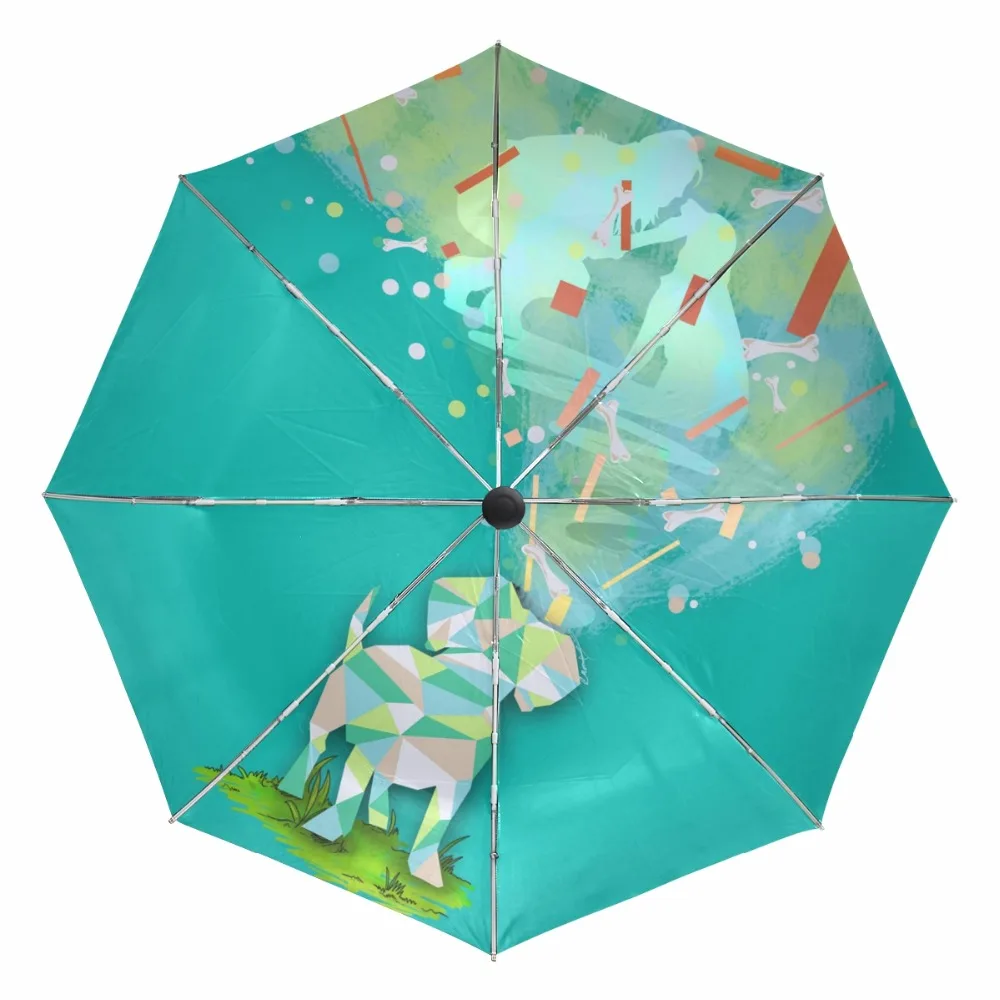 Автоматический зонт с рисунком собак и костей складной черным покрытием защита