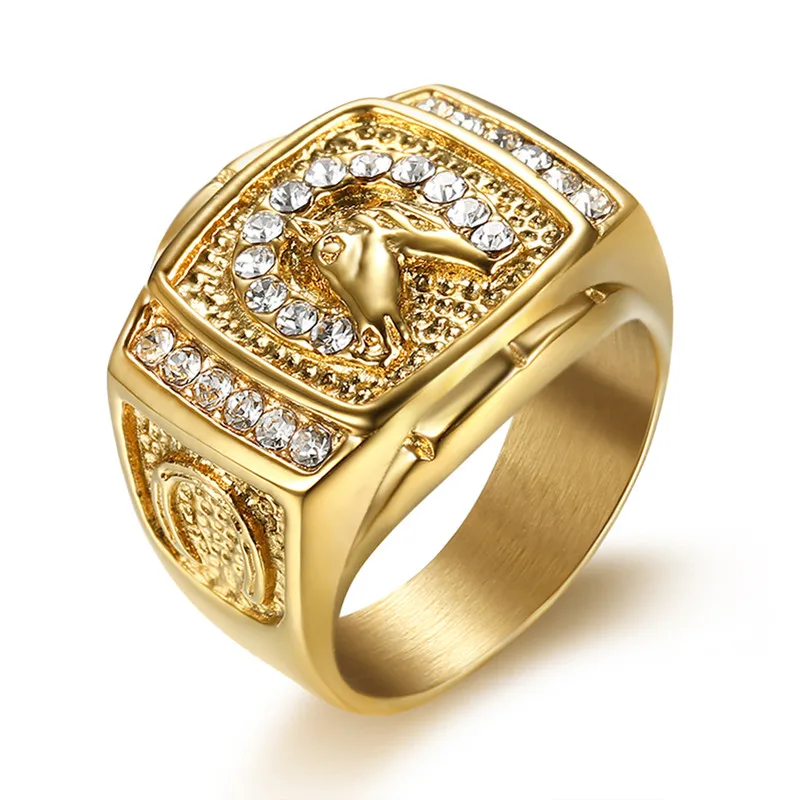 

Unique Horse Head Ring Stainless Steel Cubic Zirconia Jockey Club Ring Men The Derby Stallion Gift US Size 8 to 13 R815G