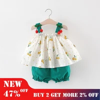girls clothing sets new summer sleeveless print cherry vest shorts 2pcs for kids clothes suit baby outfits children dress wear