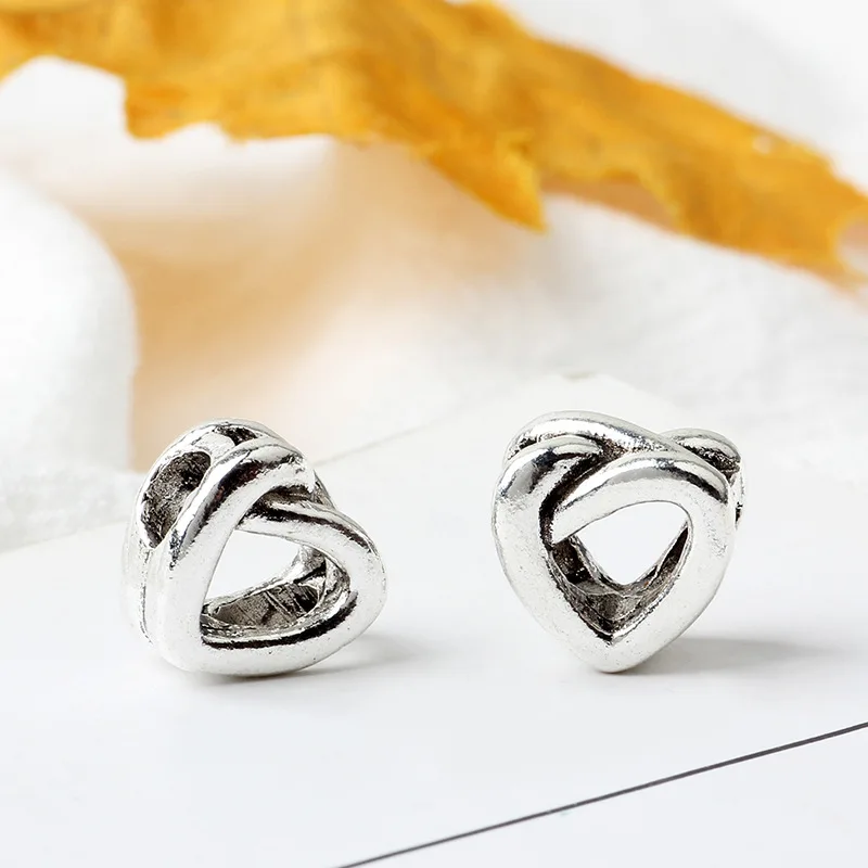5PCS HTevak Silver Plated Charm Metal Hollow Irregular Heart Spacer Love Bead Fit DIY Bracelet Choker Couple Jewelry Making | Украшения и