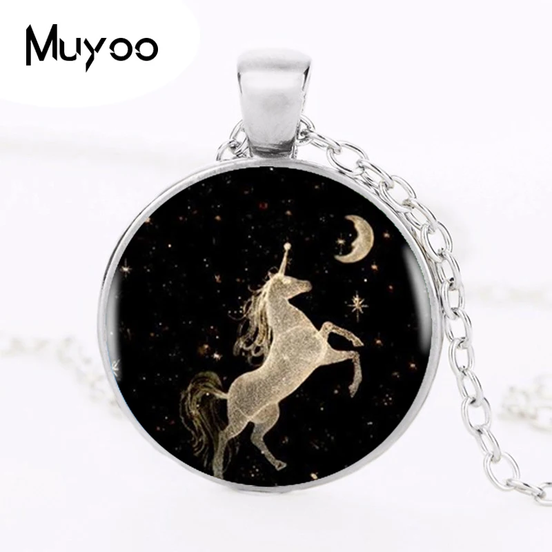 Чокер с подвеской в виде единорога и Луны HZ1 2017|silver necklace|necklaces for womenmoon pendant |