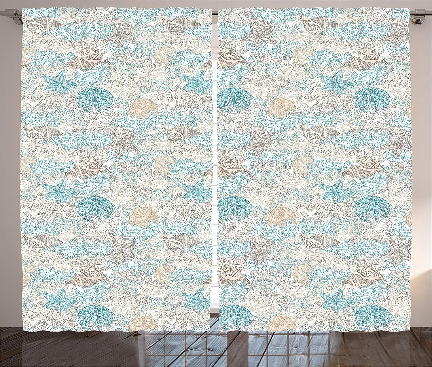 Морские шторы в пастельных тонах Морская ракушка морская звезда моллюск морской