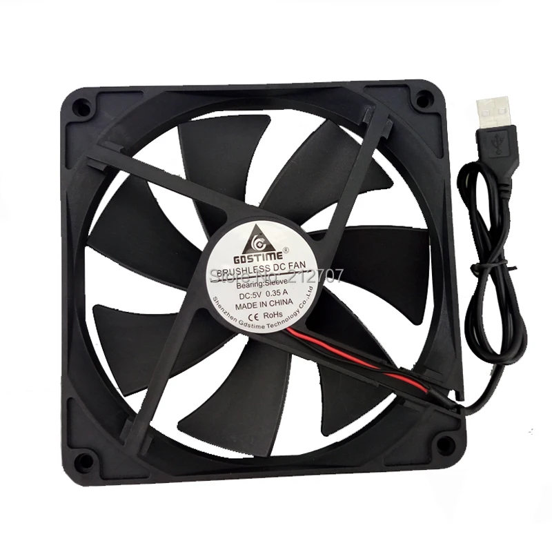 5 шт. Gdstime В USB 140 мм 140x25 бесщеточный компьютерный кулер для процессора охлаждающий