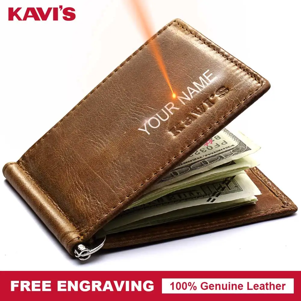 Кошелек KAVIS мужской из натуральной кожи|Зажимы для денег| |