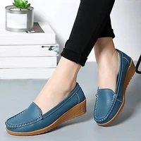 fashion women shoes genuine leather women flat shoes slip on wedge shoes moccasins loafers flats shoes women flats ballet female