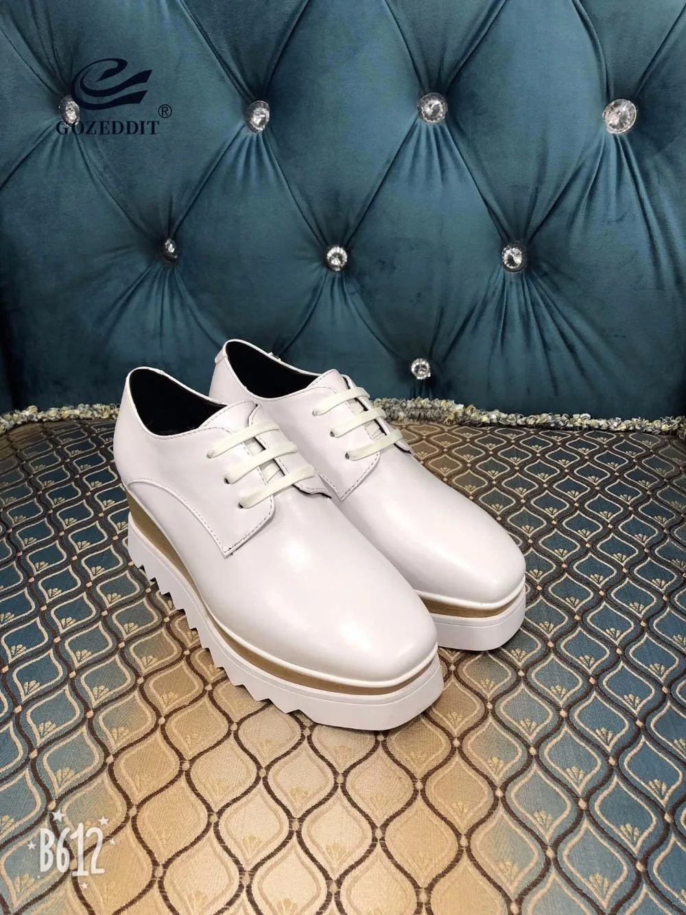 GOZEDDIT/туфли на танкетке каблуке 6 см Женская Классическая обувь платформе из