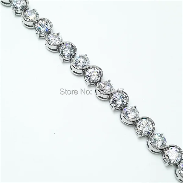 Женский браслет из циркония для свадьбы с покрытием натурального белого |
