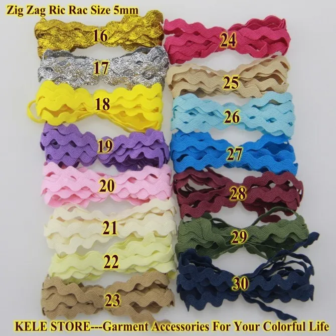 Бесплатная доставка-лента Zig zag Ric rac ширина 5-6 мм 20yds/карта для DIY аксессуаров