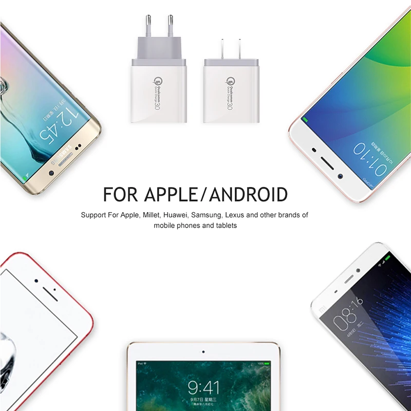 Универсальное зарядное устройство USB 30 Вт Быстрая зарядка 3,0 для iPhone X 7 8 Plus samsung S8 S9 huawei Xiaomi Mi 8 быстрое настенное зарядное устройство для мобильного телефона