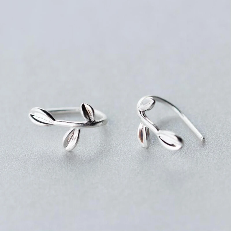 КАСИЮ серьги из серебра 925 для женщин модные маленькие свежие листья сладкий темперамент клипсы на листья.