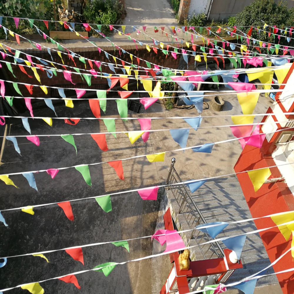 10 Piece 70 Meter Beautiful Triangular Flag Banners For Outdoor Wedding Baby Shower Birthday Party Decoration Bunting | Дом и сад