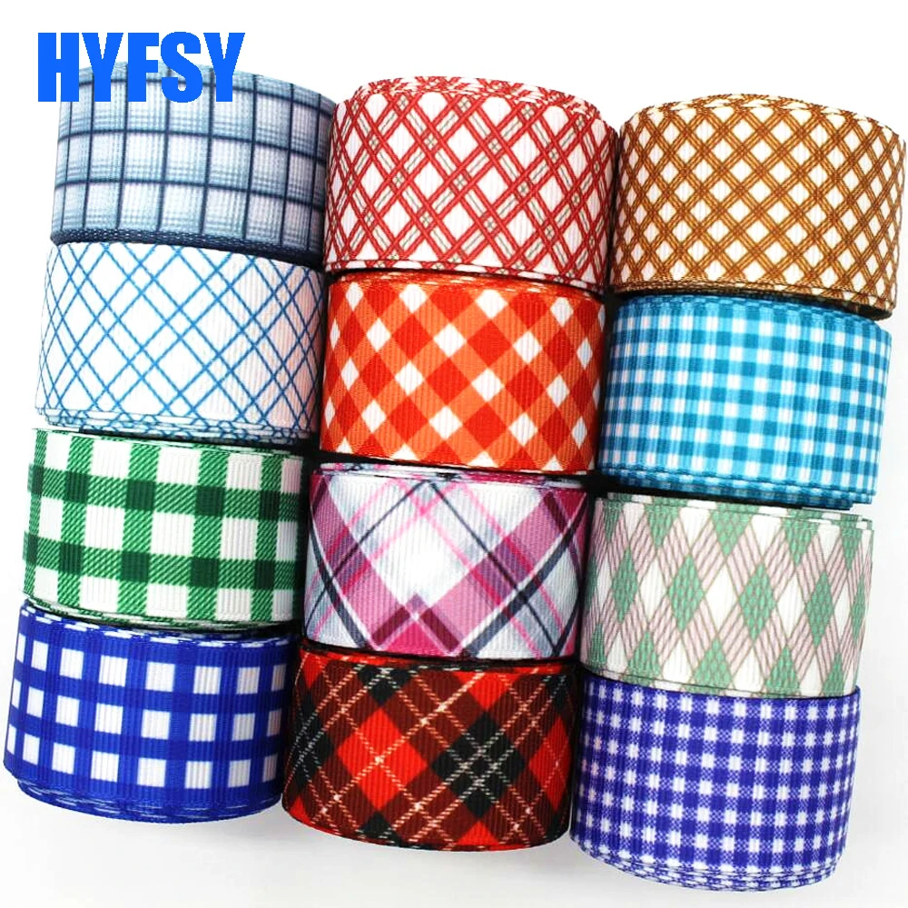 

hyfsy 10074 1 '25mm Plaid ribbon 10 yards DIY handmade materials gift wrap hair bow headwear Grosgrain tape grid