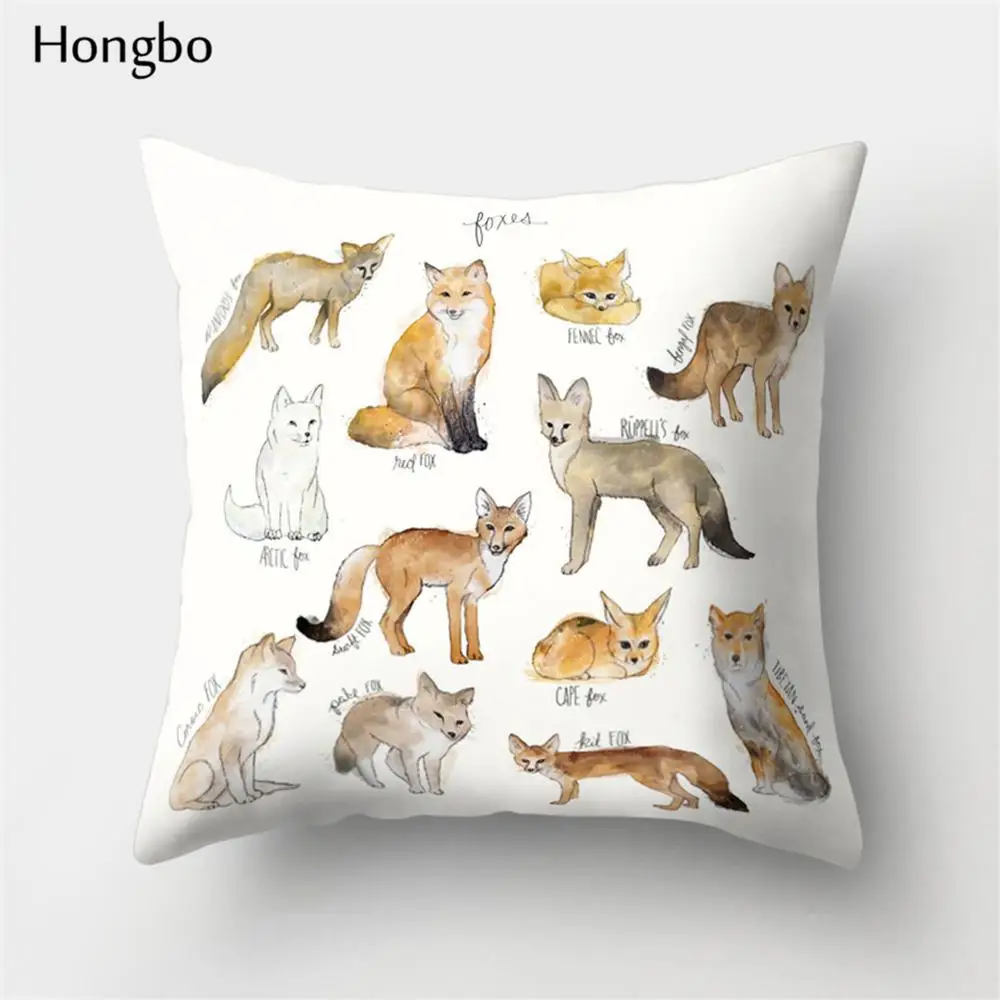 12 Hongbo 1 шт. чехол для подушки с рисунком лисы, медведя, птицы, лошади, диких животных, декоративный чехол для подушки, для дома и офиса - Цвет: 12