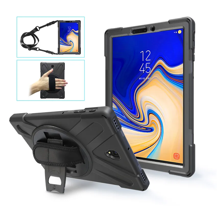 Фото Для Samsung Galaxy Tab S4 10,5 T830 T835 T837 Детский безопасный противоударный сверхпрочный силиконовый чехол с подставкой для ПК с запястьем + плечевым ремнем №3