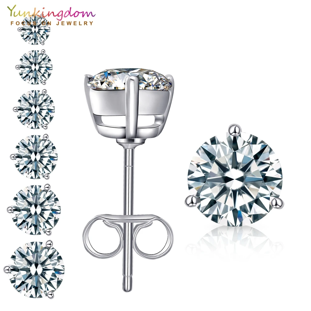 Женские серьги-гвоздики с круглым прозрачным фианитом 4/5/6/7/8/9 мм | Украшения и