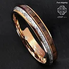 Кольцо с вольфрамовым покрытием под розовое золото 6 мм, серебряное кольцо с деревянной вставкой, свадебное Ювелирное Украшение для мужчин, Индивидуальные ювелирные изделия