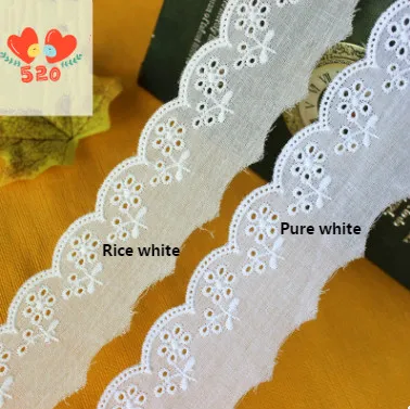 Pure white 3Yards 10 ярдов/упаковка хлопок полосы цветок вышивка одежда юбка кружево текстильные аксессуары ширина 4 см - Цвет: Pure white 3Yards