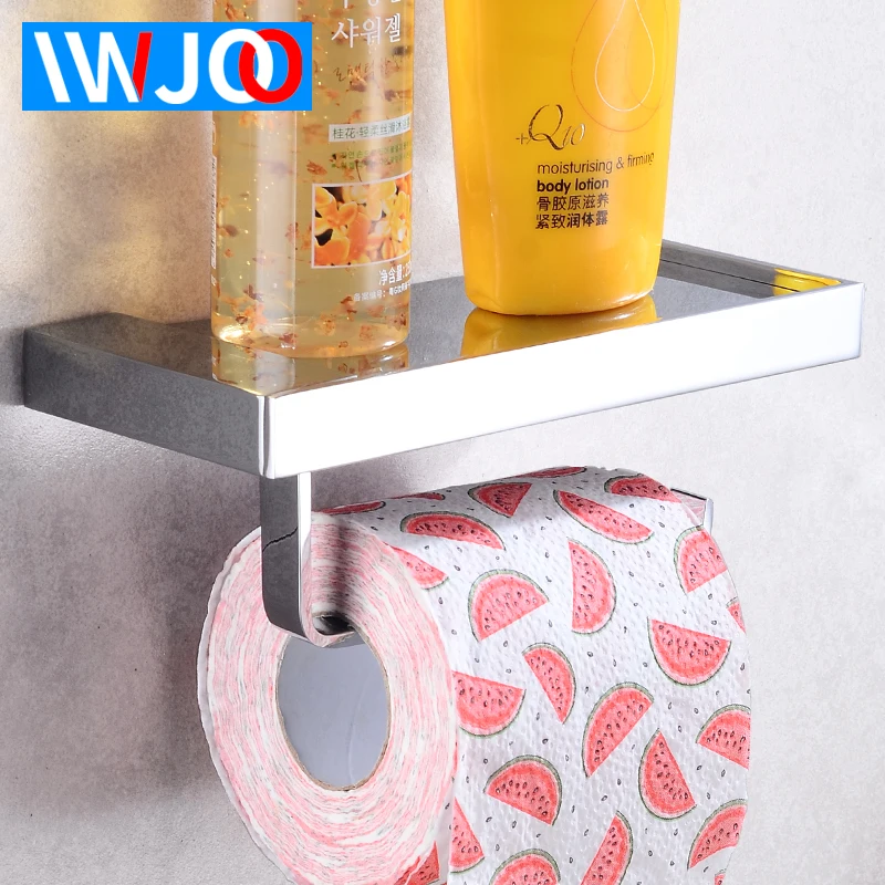 

Brass Toilet Paper Holder Bathroom Mobile Phone Holder Toilet Tssue Paper Roll Holder Wall Mounted WC Paper Towel Holder Rack