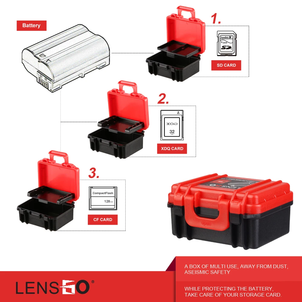 Корпус для карт памяти LENSGO пластиковый держатель камер Canon Sony Fuji Nikon Olympus |