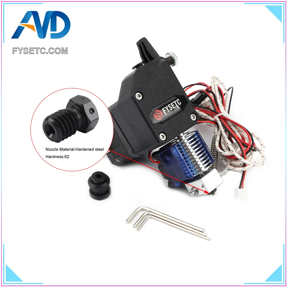 

FYS-B-M экструдер v6 Hotend с двойным приводом, экструдер с датчиком PT100, твердое сопло для Wanhao D9 CR10 Ender 3 Anet E10