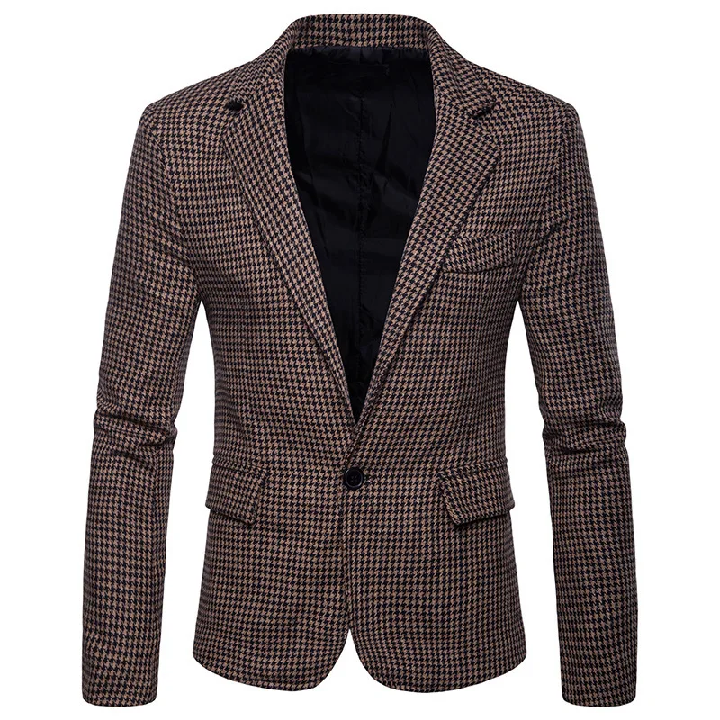Мужской костюм для отдыха в европейском стиле с рисунком гусиная лапка большой