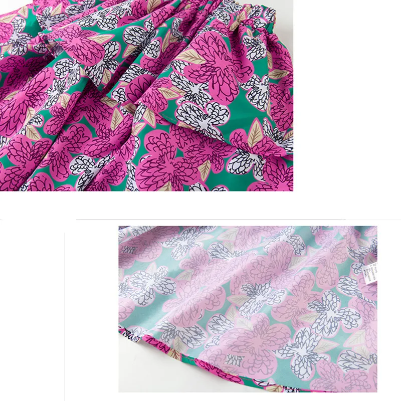 Летняя многослойная юбка-миди с цветочным принтом для девочек от 6 до 16 лет модная