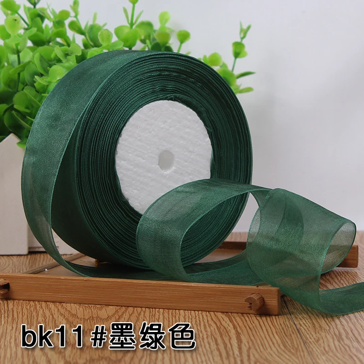 blackish green Горячая Распродажа(50 ярдов/партия) 1-1/" 40 мм органза шифон оберточная лента для подарков украшения рождественские ленты лямки упаковочный пояс - Цвет: blackish green