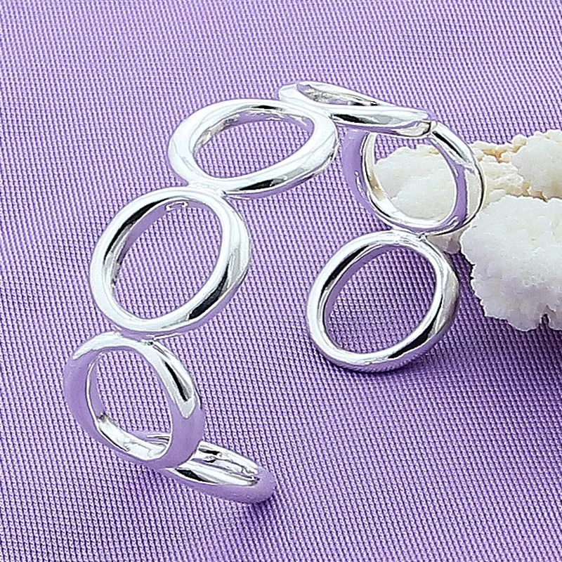 

DOTEFFIL 925 Sterling Silver Round Circle O Bangle Bracelet For Woman Wedding Engagement Fashion Charm Party Jewelry