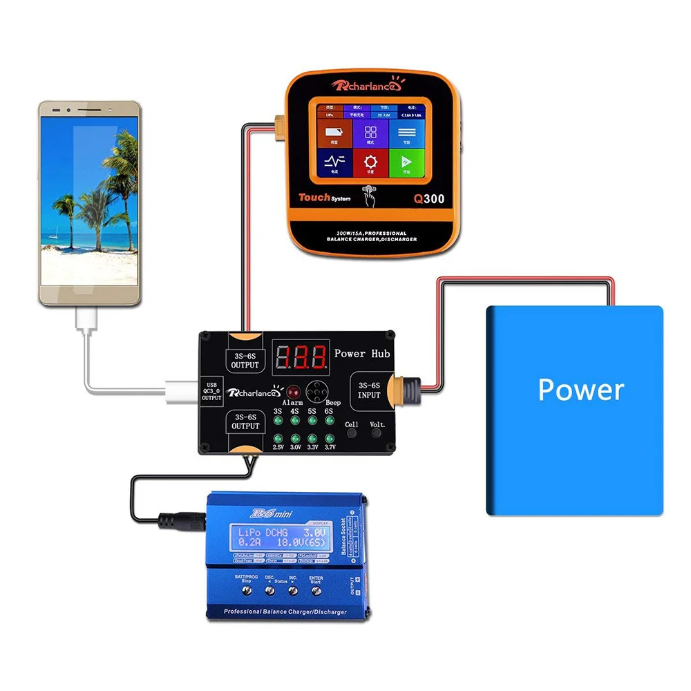 3 в 1 6S LiPo/LiFe батарея параллельная зарядная плата для iPhone Samsung Xiaomi смартфона XT60 B6 Mini