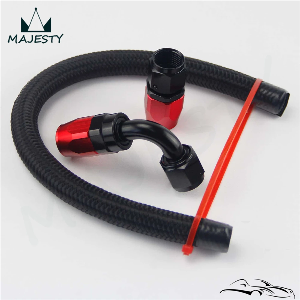 

AN8 8-AN STEEL/NYLON NBRAIDED OIL/FUEL LINE HOSE+STRAIGHT+90 degree SWIVEL FITTING