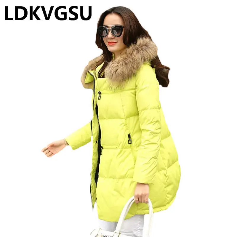 Куртка женская зимняя с капюшоном средней длины 5XL Is1272|Женские парки| |