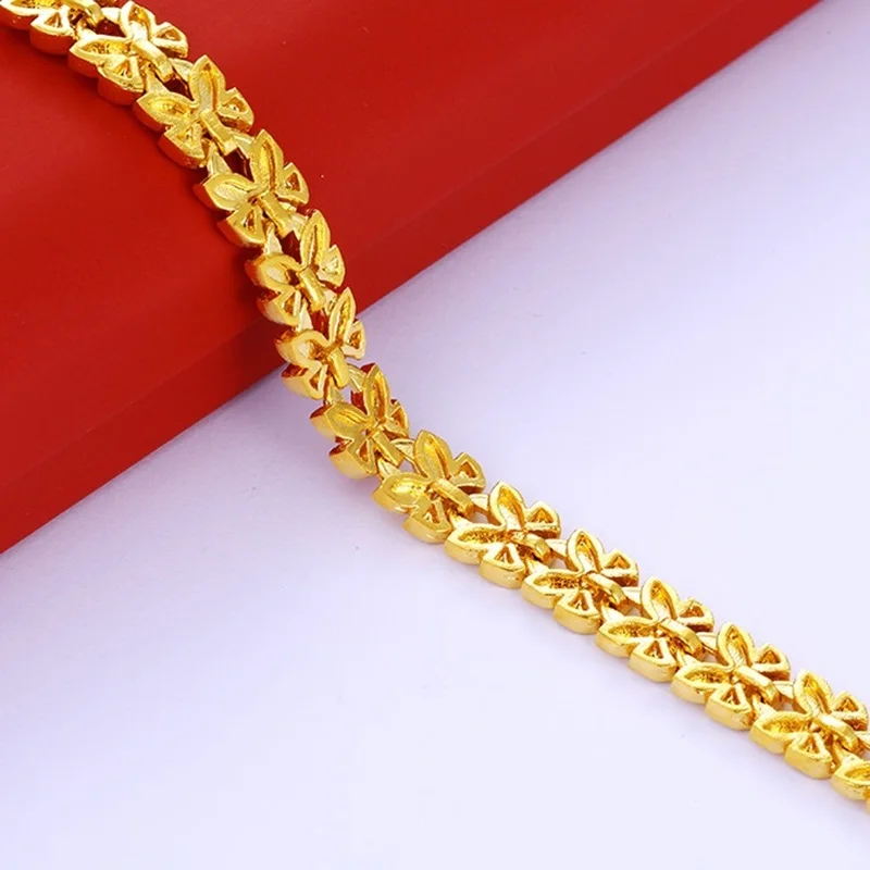 

OMHXFC Wholesale European Fashion Woman Girl Bride Party Birthday Wedding Gift Luxury Vintage Leaves 18KT Gold Bracelet ES32
