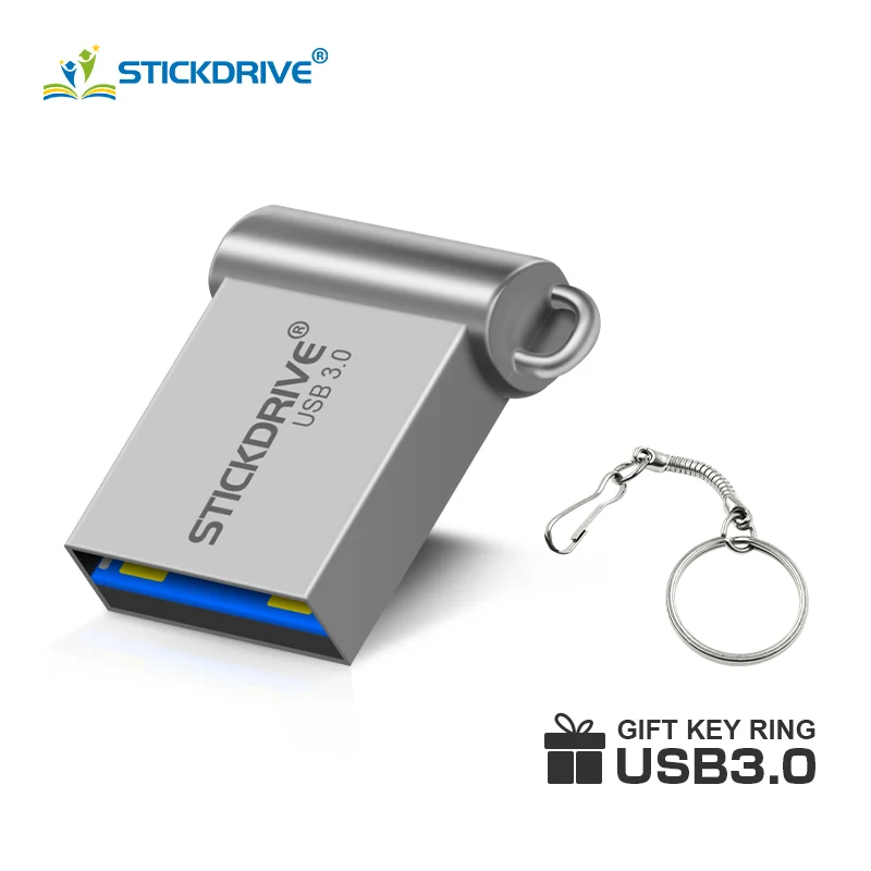 Silver Ультра мини флеш-накопитель USB 3,0 Флешка 16 ГБ 32 ГБ карта памяти 64 Гб 128 ГБ Водонепроницаемая Флешка с брелком - Цвет: Silver