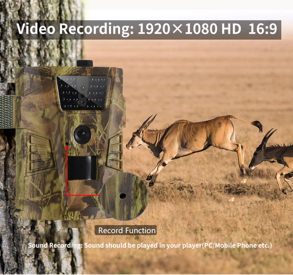 Suntekcam Trail камера 12MP 1080 P 30 шт. Инфракрасные светодиоды 850nm охотничья камера IP54 водостойкая 120 градусов угол Дикая камера HT-001B