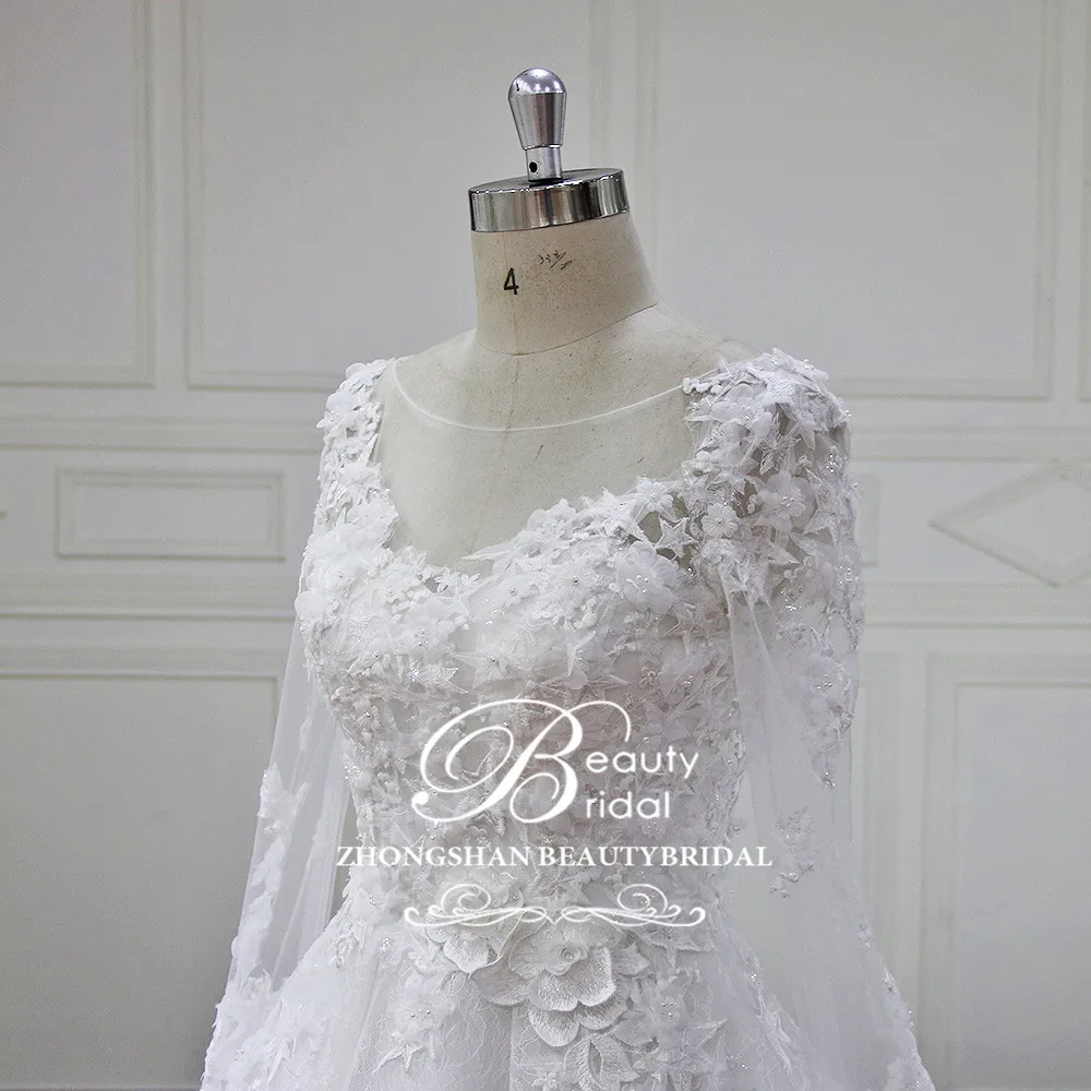 High-end Custom made Ball Gown Wedding Dresses Newest Desgin Lace Appliques Pearls Bridal Gowns Vestido De Novias XF17004 | Свадьбы и