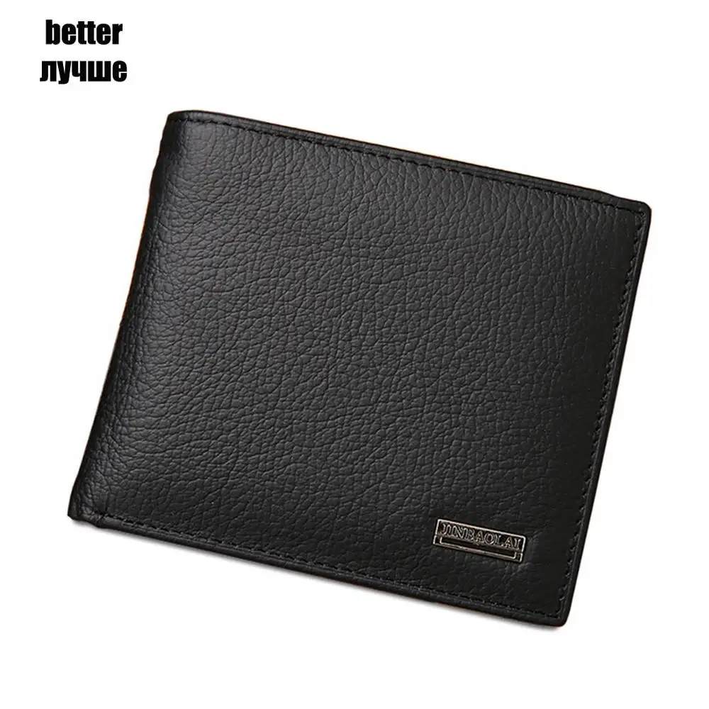 Black Better JINBAOLAI мужские кошельки из натуральной кожи короткий дизайн ID держатель для карт Водонепроницаемый черный мужской кошелек на каждый день высокое качество мужской кошелек - Цвет: Black Better
