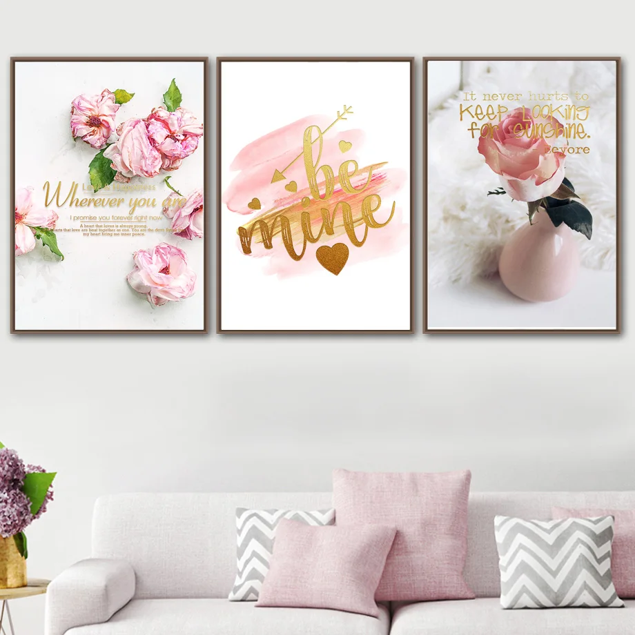 

Rose Flower Motivational Quotes Landscape Wall Art Canvas Painting Nordic Posters And Prints Wall Pictures For Kids Room Decor