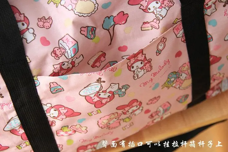 Kawaii Милая мультяшная маленькая двойная звезда My Melody складная дорожная сумка на колесиках для женщин и девочек, сумка-тоут, сумки для вещей, ручная кладь