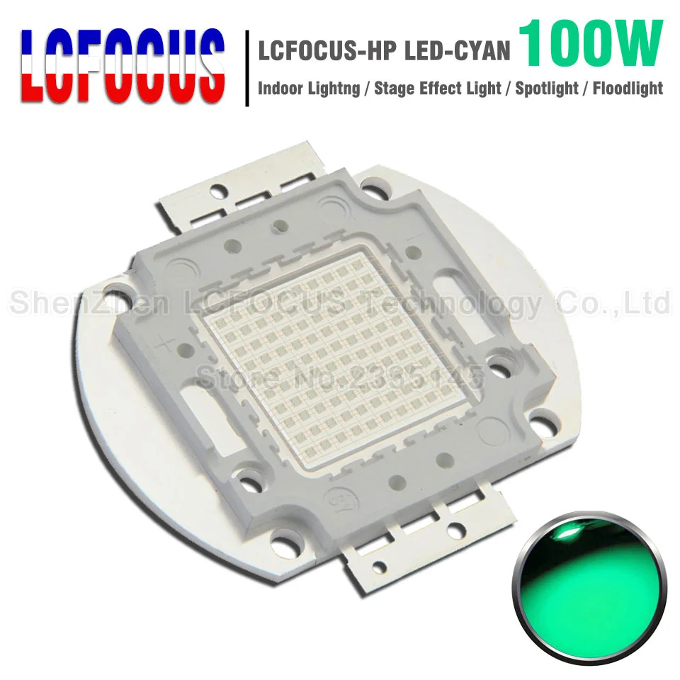 Высокомощный светодиодный чип 100 Вт Cyan 490 495nm диод SMD COB DIY наружный прожектор лампа