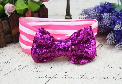 1 шт. бант с пайетками Детская повязка для волос на голову в полоску | одежда и