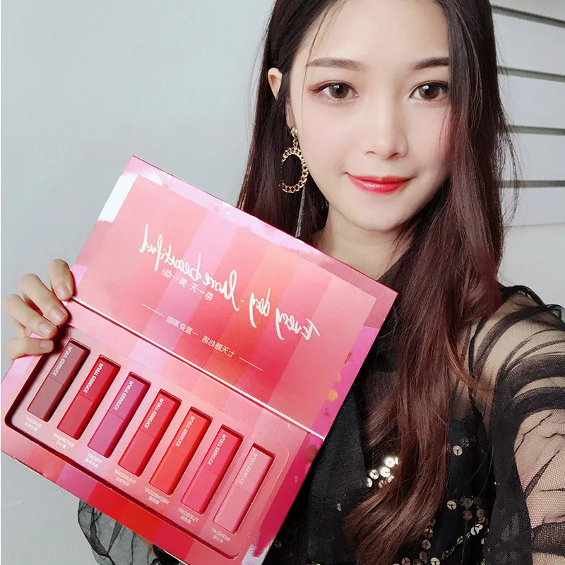 7 шт./компл. Увлажняющая губная помада стойкая косметика для губ мягкая