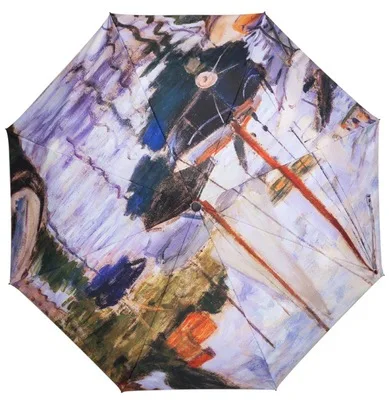 Автоматический зонт от дождя Parapluie для женщин и мужчин, антиуф-зонтик, складной зонт с масляной росписью, зонт дождевик, абстрактное искусство - Цвет: Seine River Sailing