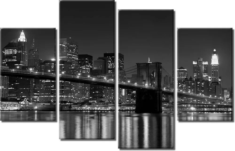4 шт. большой холст картины Нью-Йорк мост настенные для гостиной печать Домашний