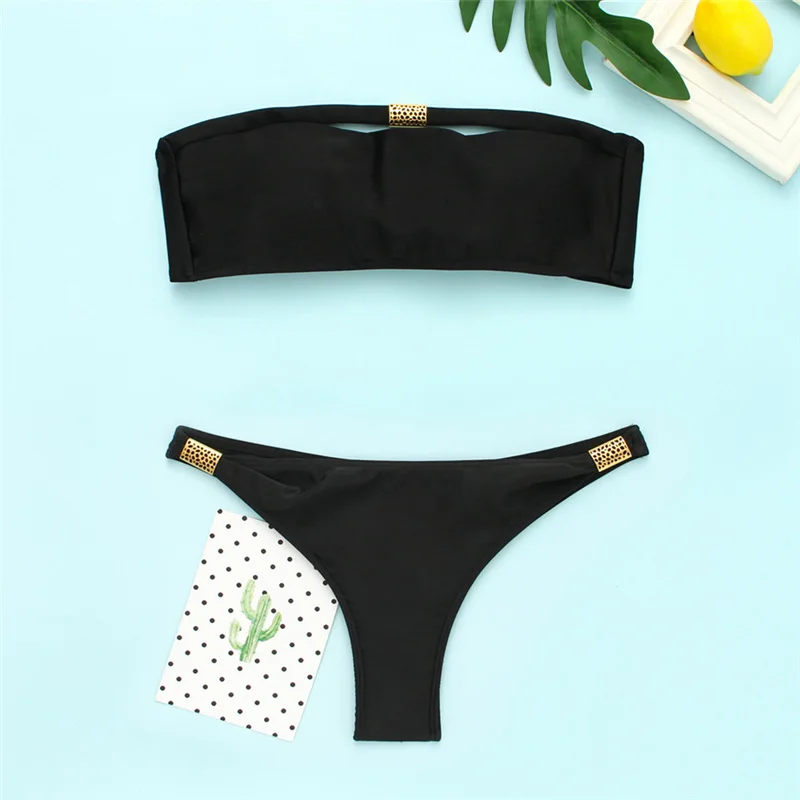 2020 Сексуальное Женское Бандажное бикини набор стринги бандо купальник сплошной