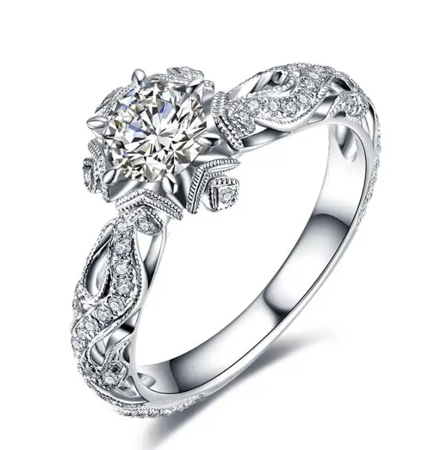 Модное твердое кольцо 0 5ct 925 пробы Серебряное обручальное юбилейное ювелирное