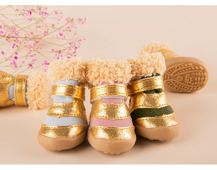 Bling Водонепроницаемый зимняя одежда для собак для маленьких собак, обувь анти-скольжение много животных оптом холщовые спортивные Повседневное Тедди Йорки сапоги для кошек 4 шт./лот