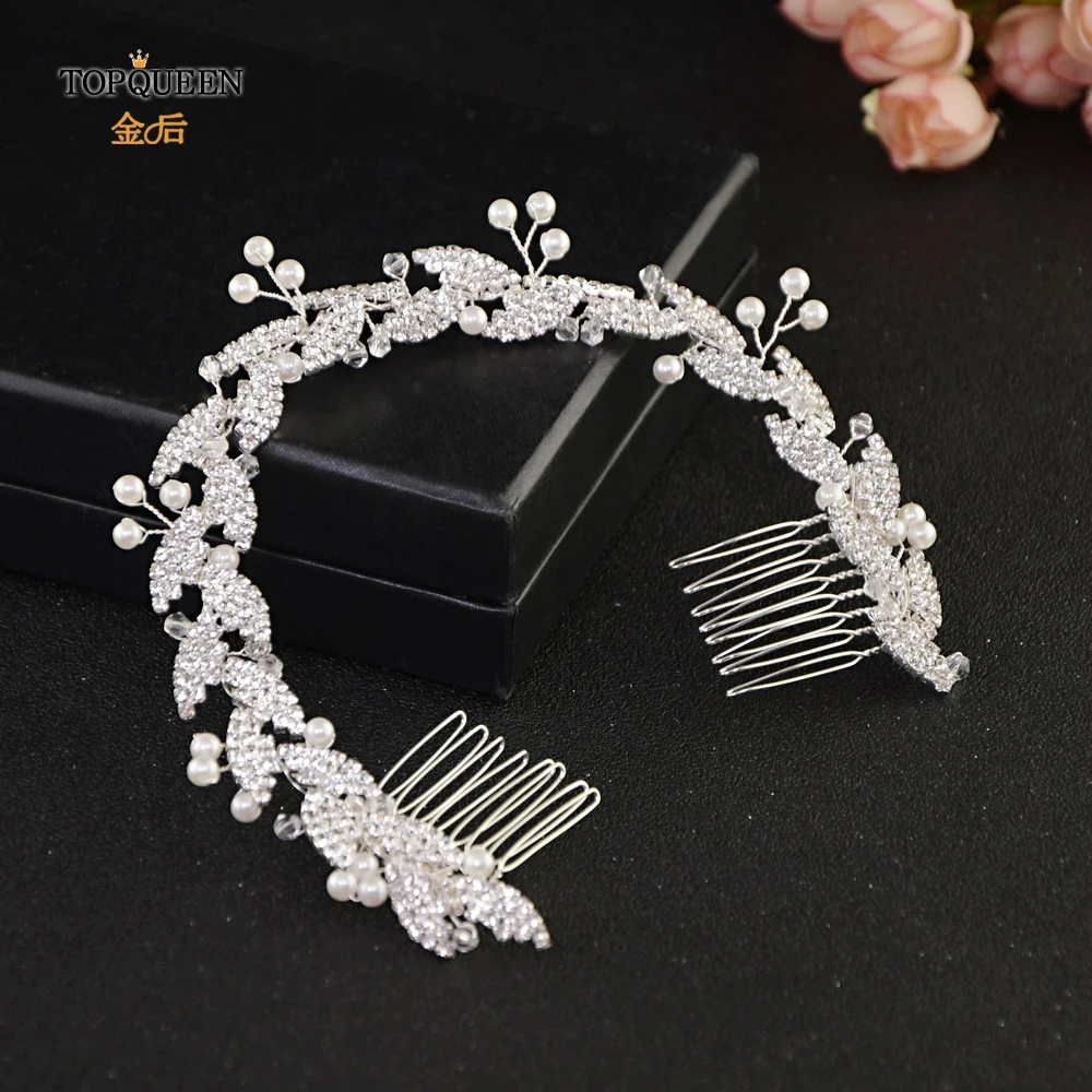 TOPQUEEN HP251 wedding bridal hair comb bridal hair jewelry silver bridal hair clips pins for girlfriend Pearl diamond comb
