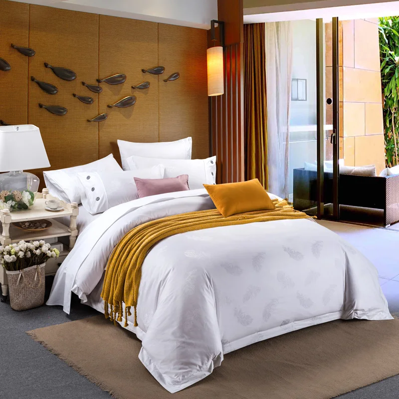 2018 новый белый отель однотонный комплект постельных принадлежностей 100% хлопок